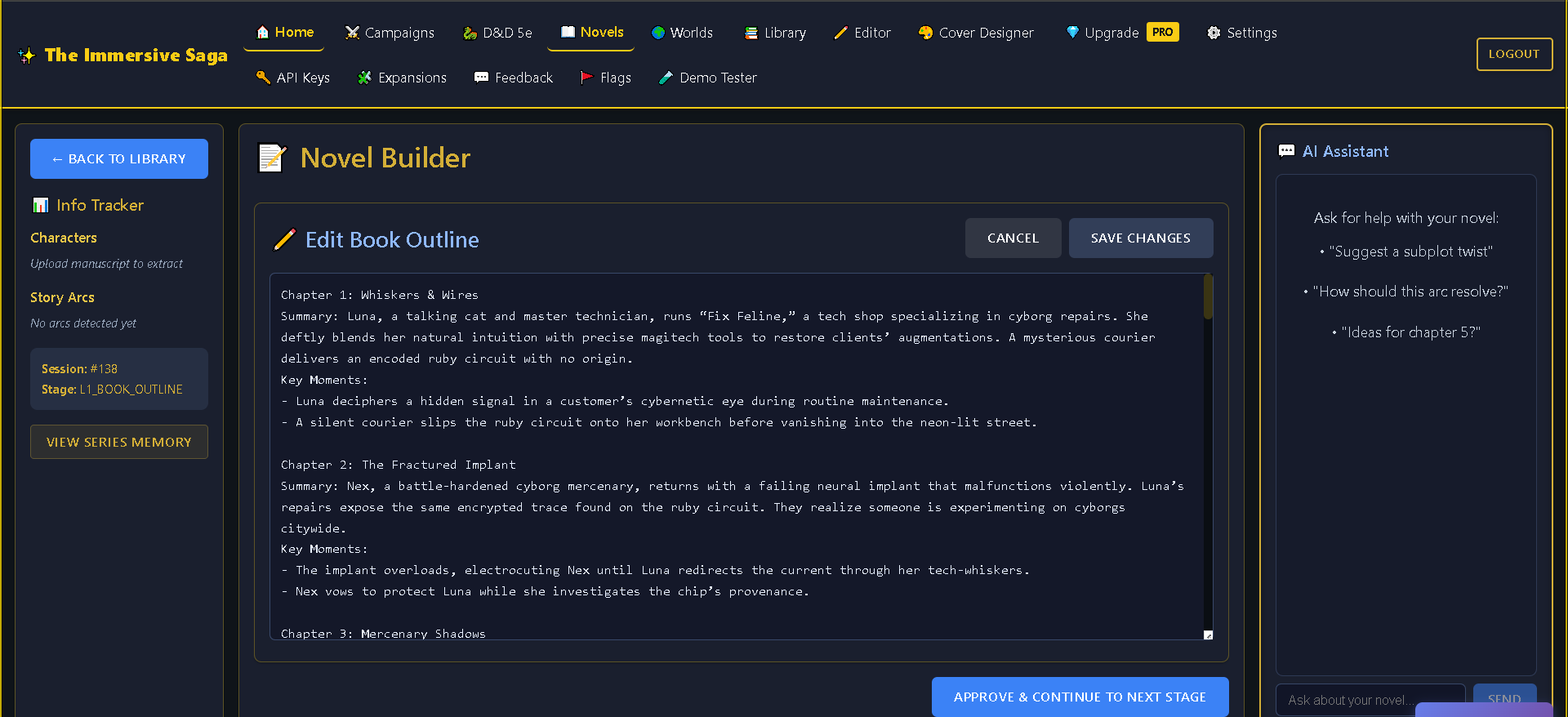 Novel Outline Editor